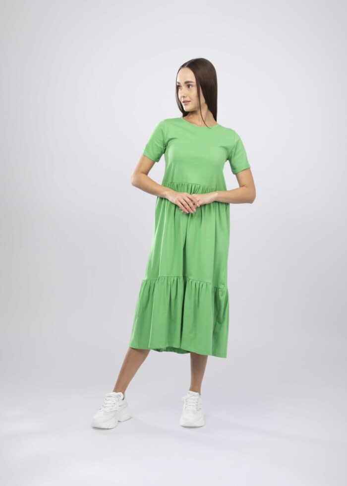 Women Ruffled Plain Dress - Image 1