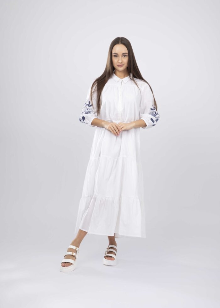 Women Embroidery Decor Long Dress - Image 1