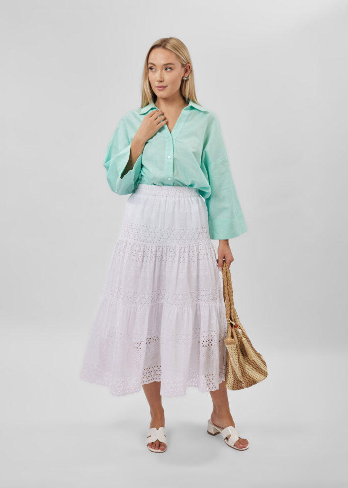 Women Embroidery Layers Midi Skirt - Image 2
