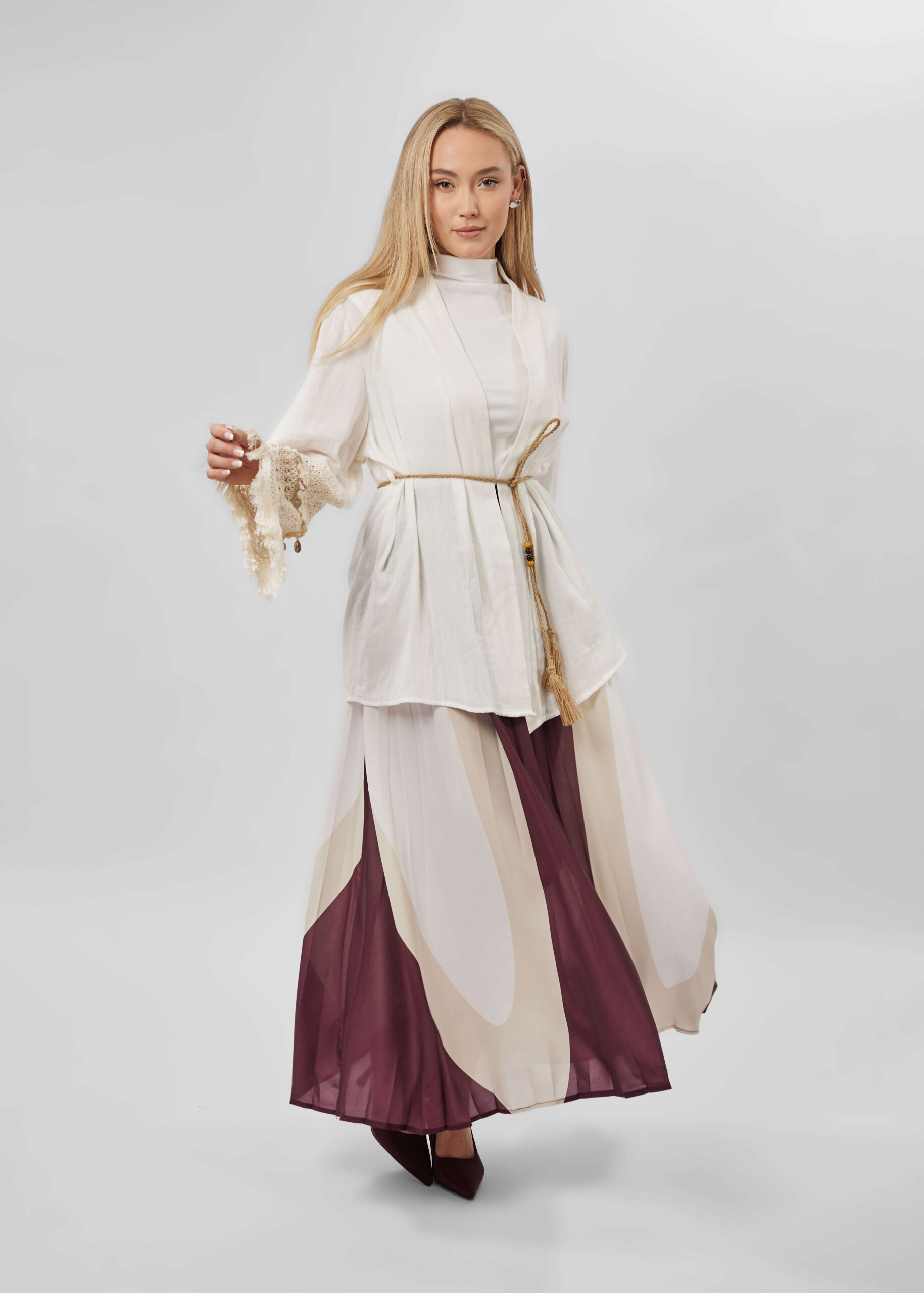 Women Printed Pleated Long Skirt