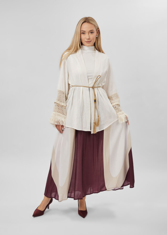 Women Printed Pleated Long Skirt - Image 2
