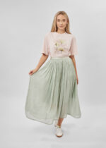 Women Pleated Strass Decor Long Skirt  - Image 2