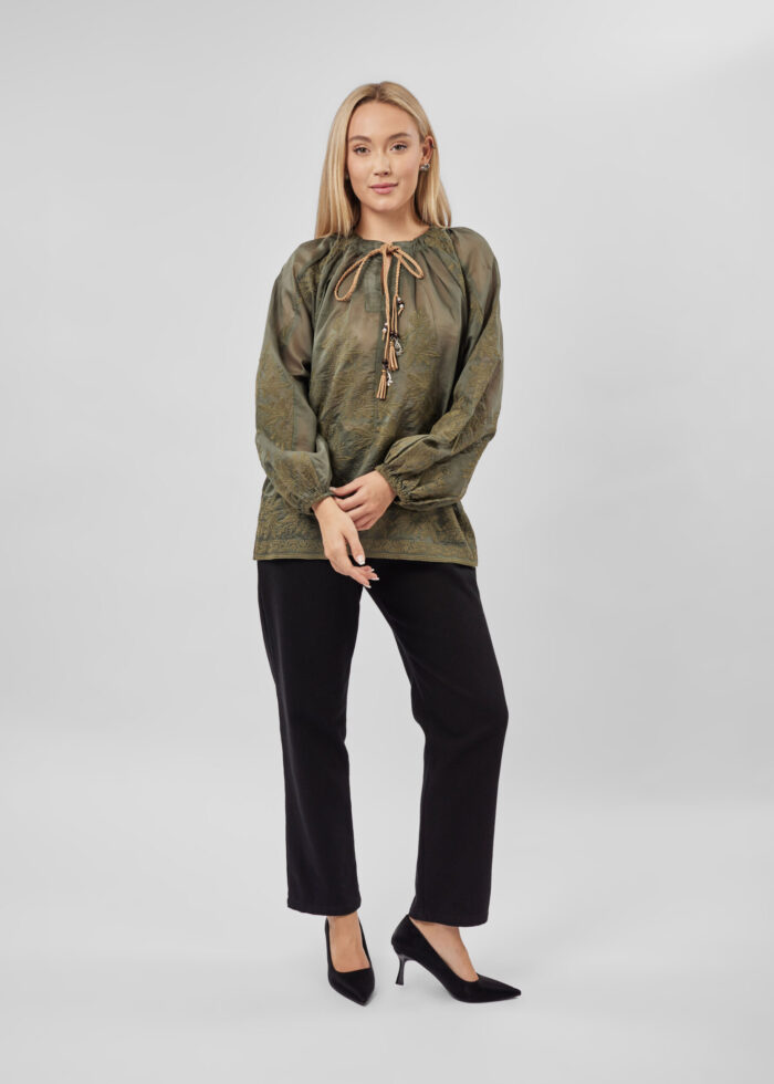 Women Embroidery Decor Blouse - Image 2