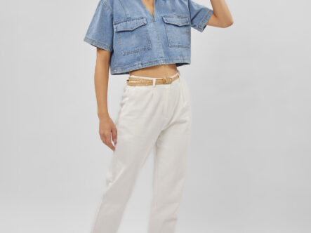 Women Cropped Jeans Blouse