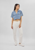 Women Cropped Jeans Blouse - Image 2
