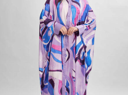 Women Satin Printed Long Dress