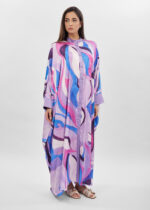 Women Satin Printed Long Dress - Image 2