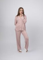 ⁦بيجامة نسائي قطعتين سادة⁩ - الصورة ⁦2⁩