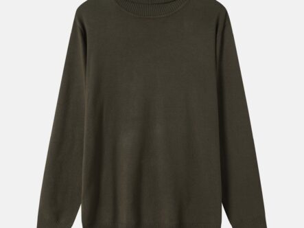 Men Turtleneck Plain Blouse
