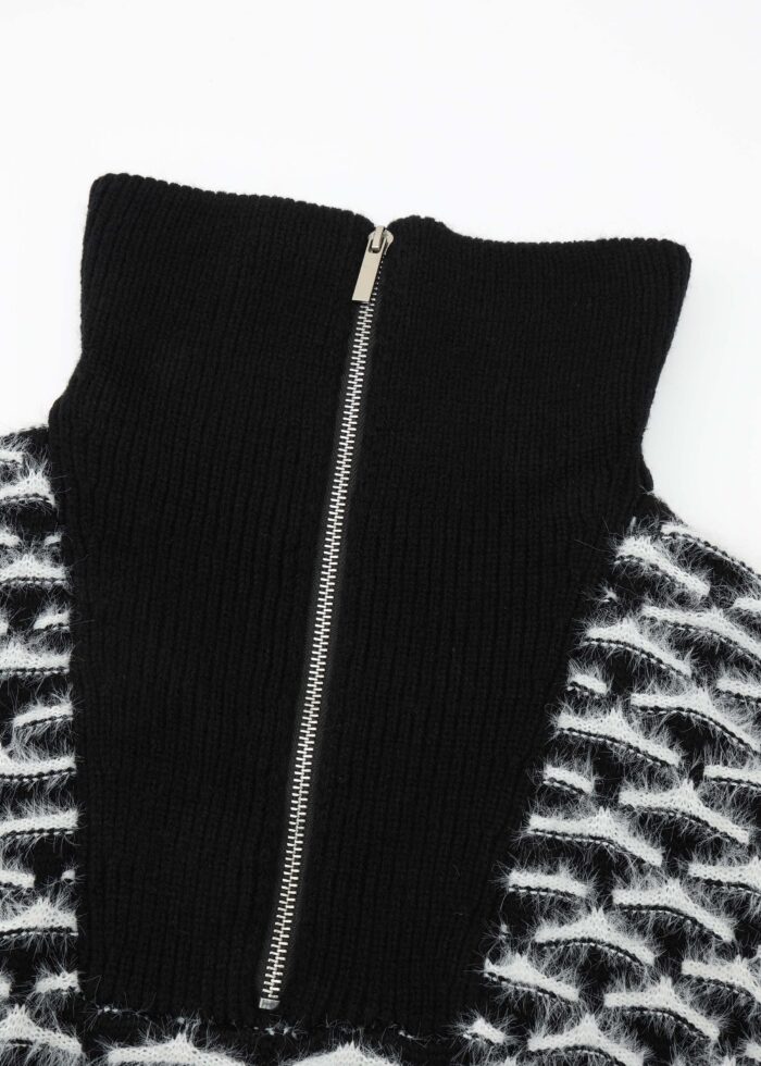 Women Hairy Knitted Patterned Blouse - Image 2