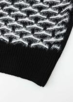 Women Hairy Knitted Patterned Blouse - Image 4