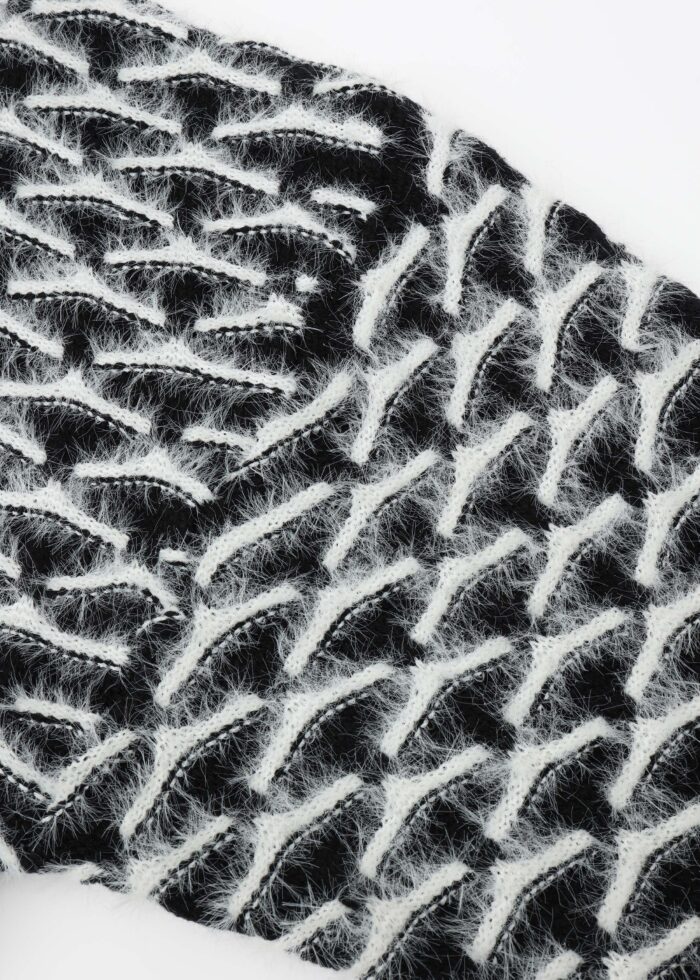 Women Hairy Knitted Patterned Blouse - Image 5