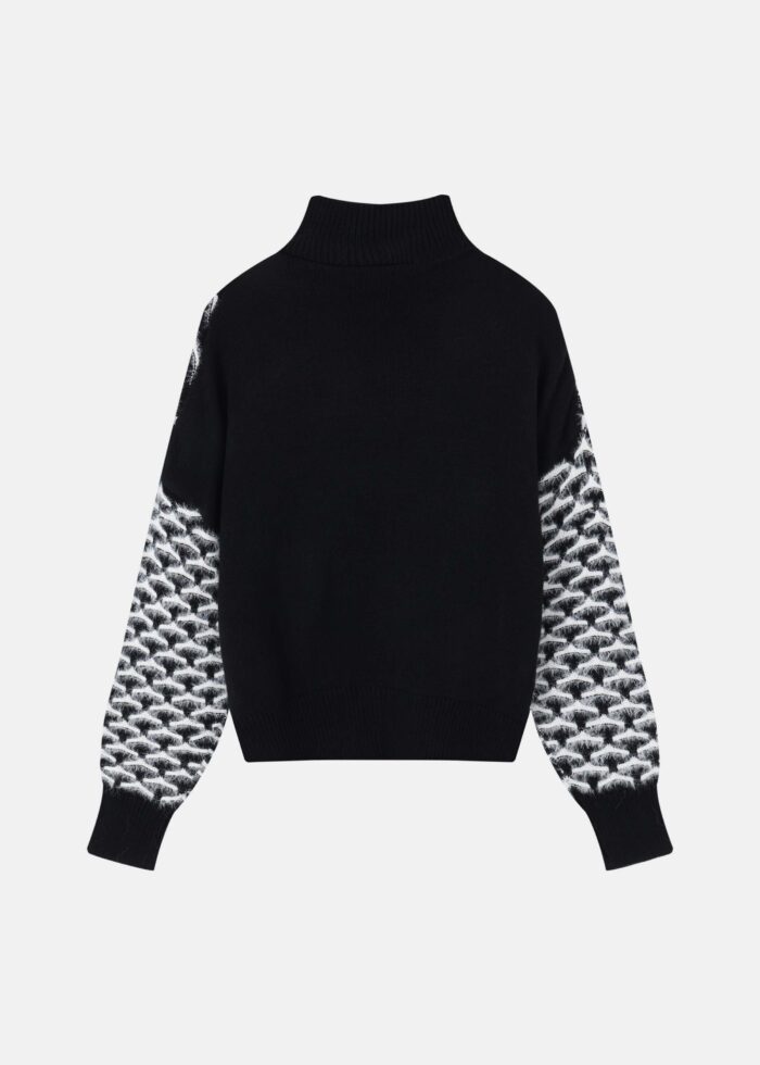 Women Hairy Knitted Patterned Blouse - Image 8