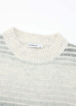 Women Hairy Knitted Striped Blouse - Image 2