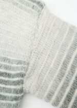 Women Hairy Knitted Striped Blouse - Image 3