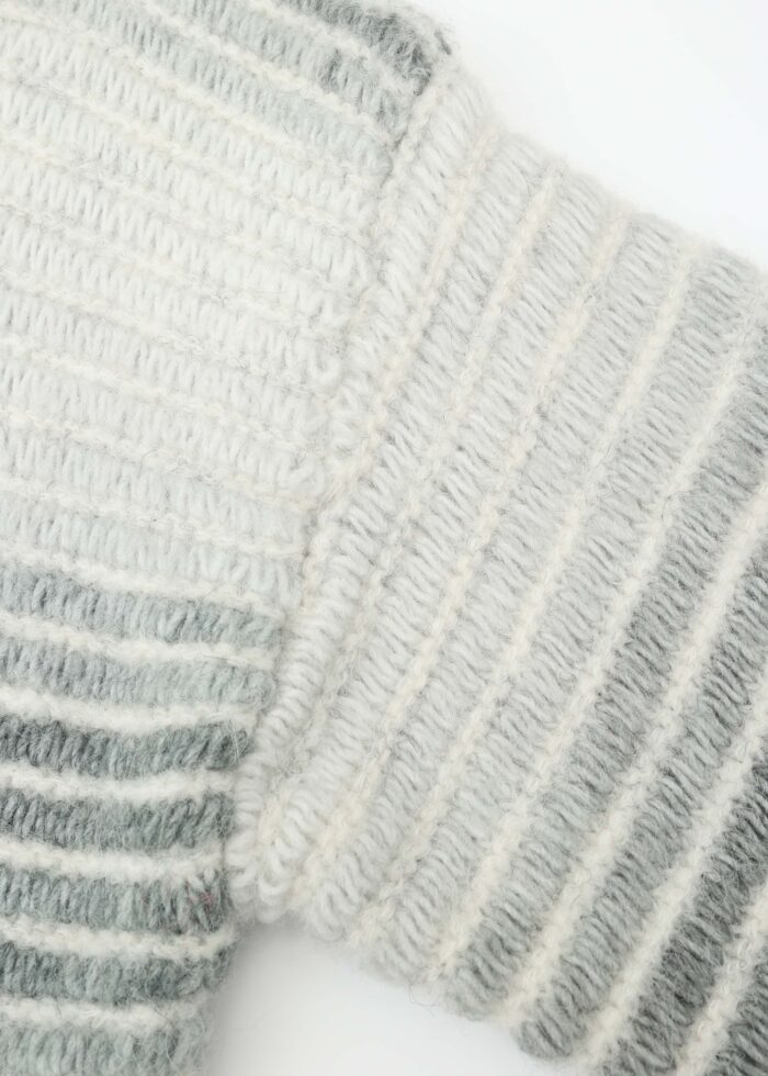 Women Hairy Knitted Striped Blouse - Image 3
