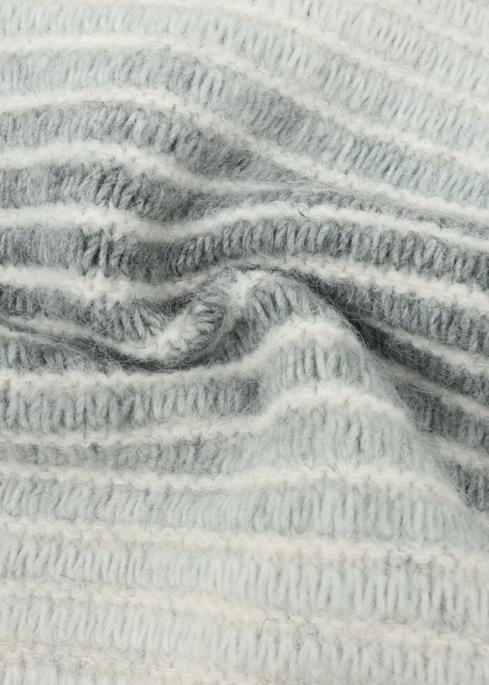 Women Hairy Knitted Striped Blouse - Image 4