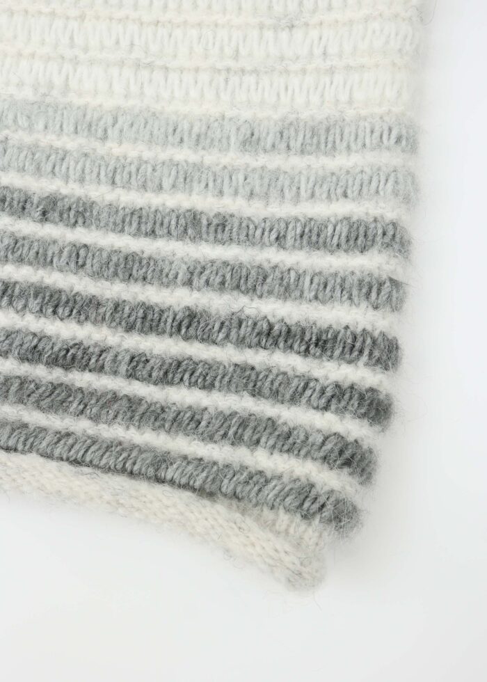 Women Hairy Knitted Striped Blouse - Image 5
