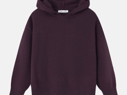 Women Knitted Fabric Plain Hoodie