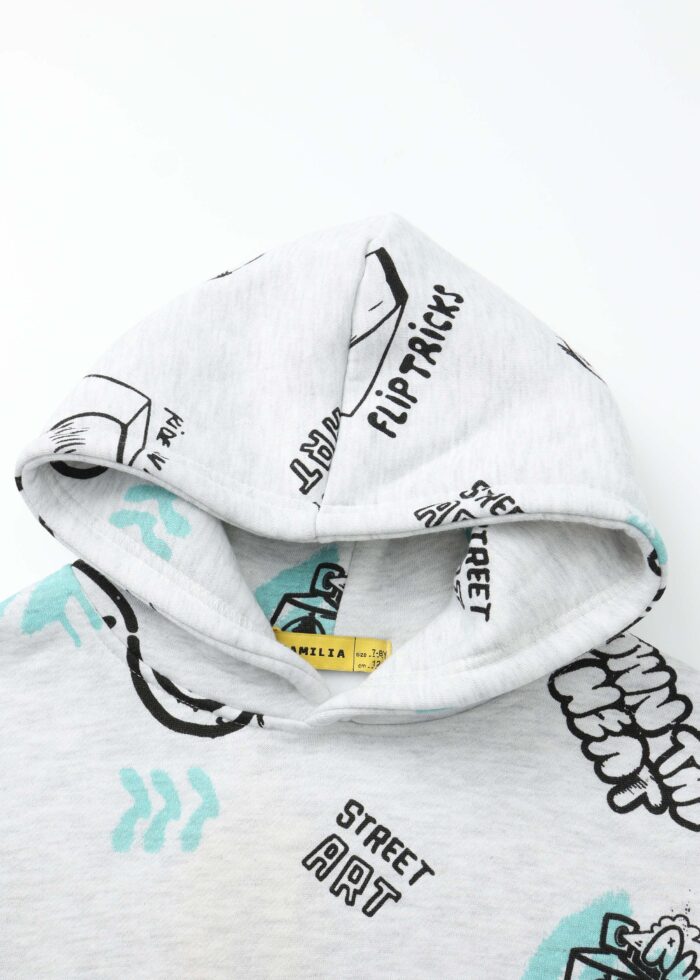 ⁦Kids Boy Drawings Printed Hoodie⁩ - الصورة ⁦2⁩