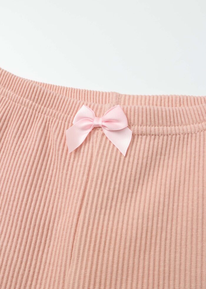 ⁦Kids Girl Striped Fabric Leggings⁩ - الصورة ⁦3⁩