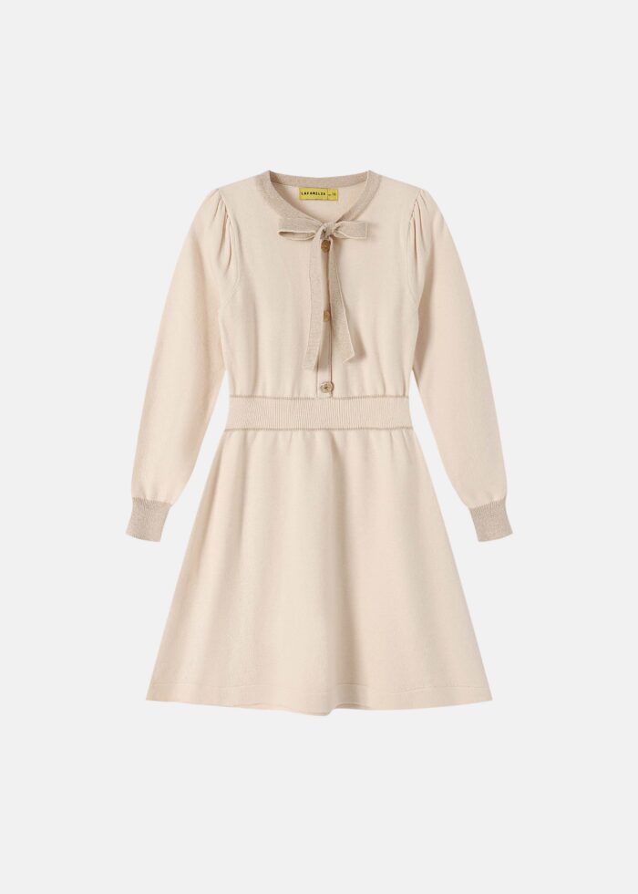 Kids Girl Knitted Fabric Short Dress - Image 1