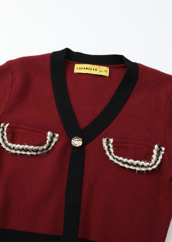 Kids Girl Knitted Fabric Short Dress - Image 2