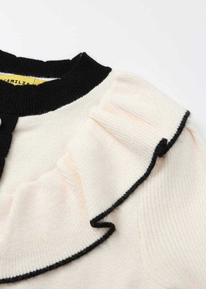 Kids Girl Knitted Fabric Short Dress - Image 3
