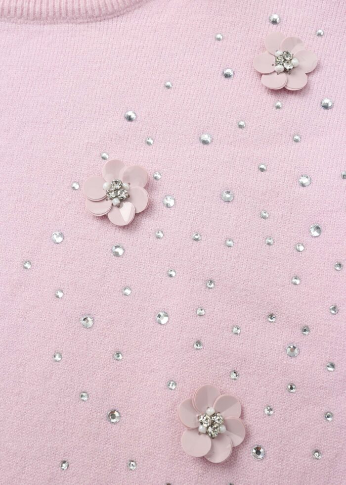⁦Kids Girl Flowers Decor Blouse⁩ - الصورة ⁦3⁩