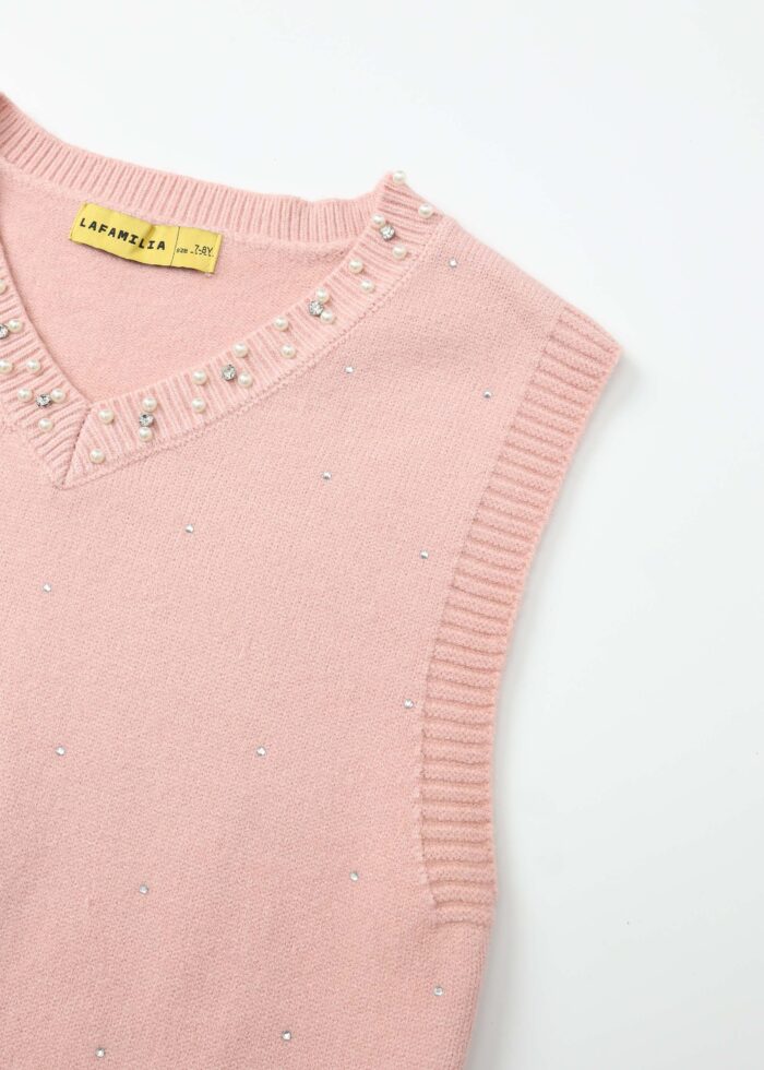 ⁦Kids Girl Strass Decor Top⁩ - الصورة ⁦2⁩