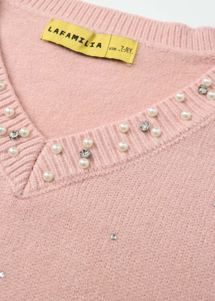 ⁦Kids Girl Strass Decor Top⁩ - الصورة ⁦3⁩