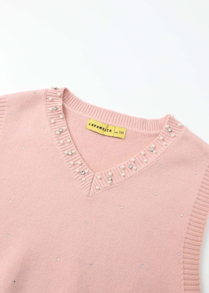 ⁦Kids Girl Strass Decor Top⁩ - الصورة ⁦5⁩