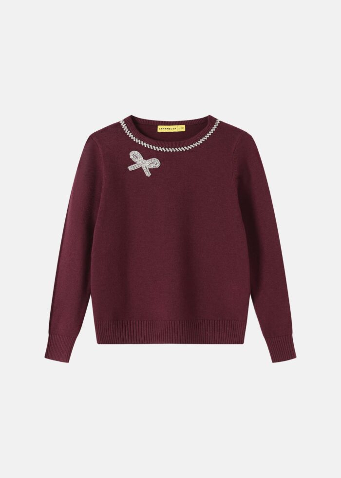 ⁦Kids Girl Bow Decor Blouse⁩ - الصورة ⁦1⁩