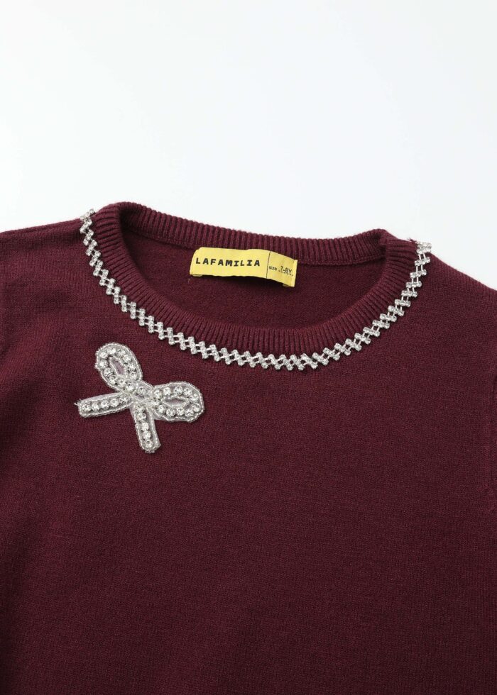 ⁦Kids Girl Bow Decor Blouse⁩ - الصورة ⁦2⁩