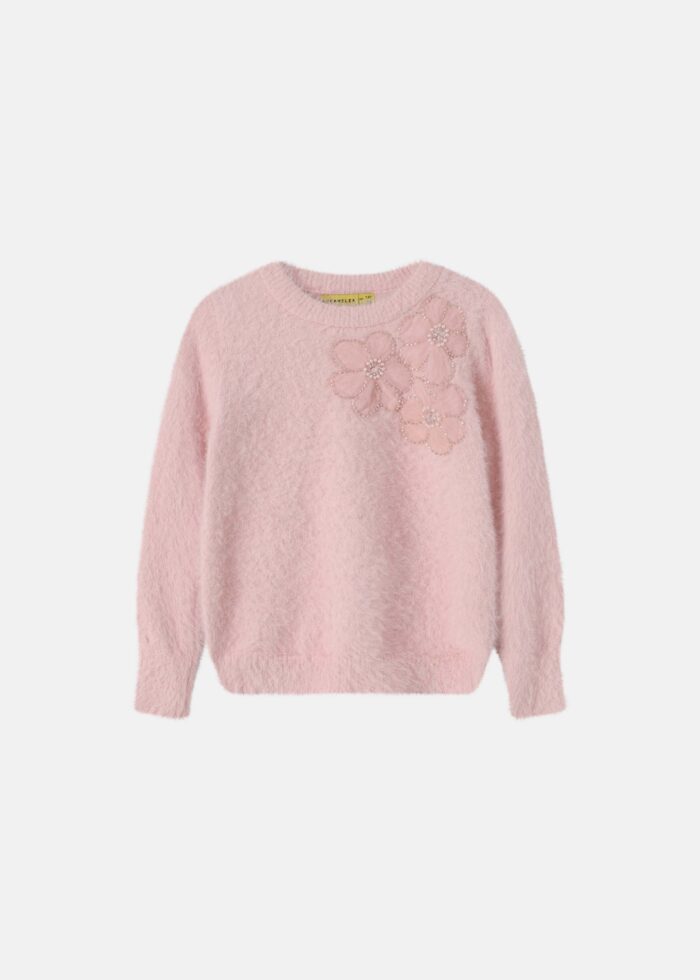 ⁦Kids Girl Hairy Knitted Blouse⁩ - الصورة ⁦1⁩