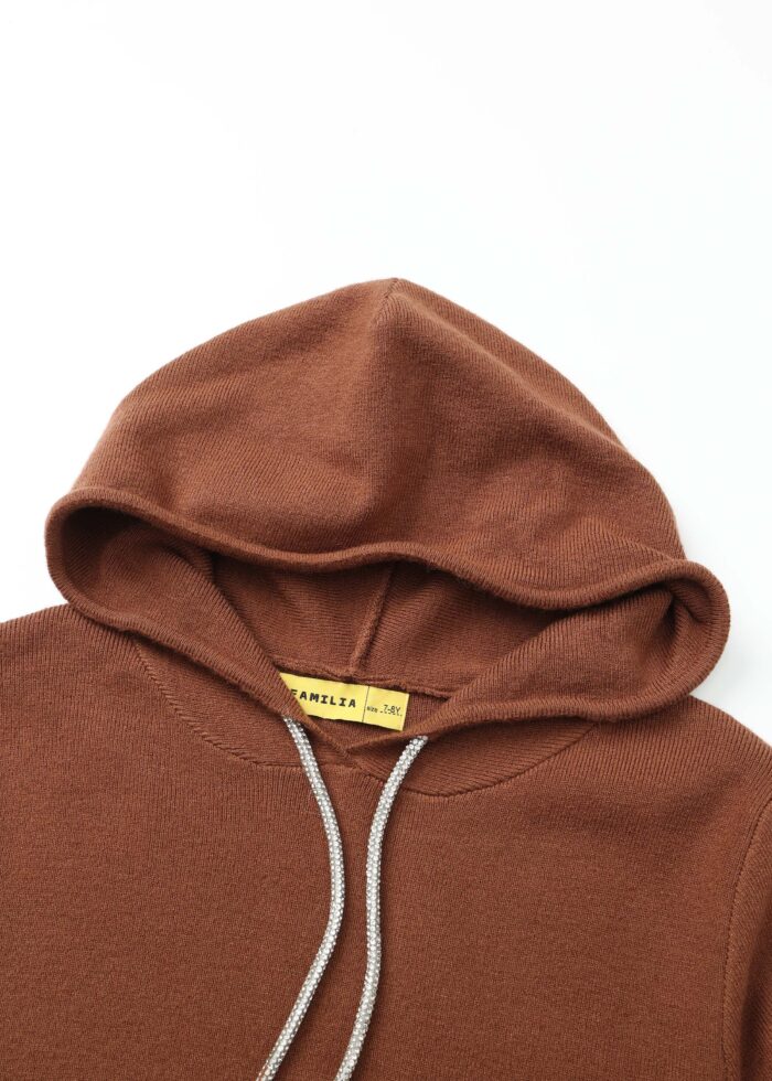 Kids Girl Knitted Plain Hoodie - Image 2