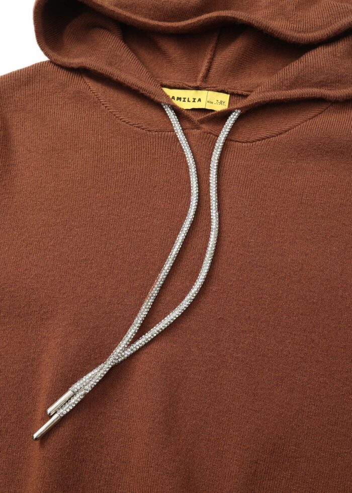 Kids Girl Knitted Plain Hoodie - Image 3