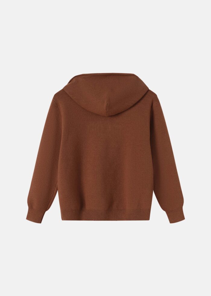 Kids Girl Knitted Plain Hoodie - Image 6