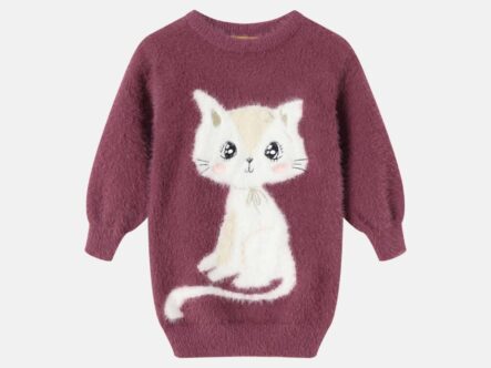 Baby Girl Hairy-Knitted Short Dress