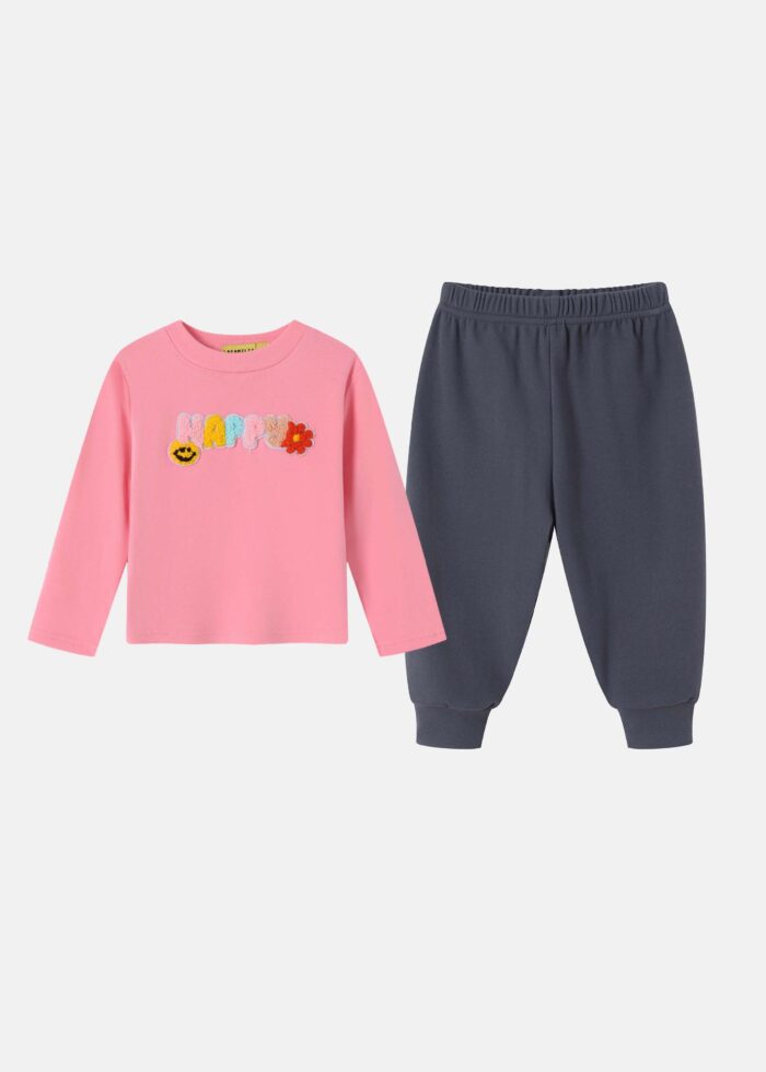 ⁦Baby Girl "Happy" Two-Pieces Pajama⁩ - الصورة ⁦1⁩