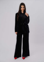 Women Velvet Plain Blazer