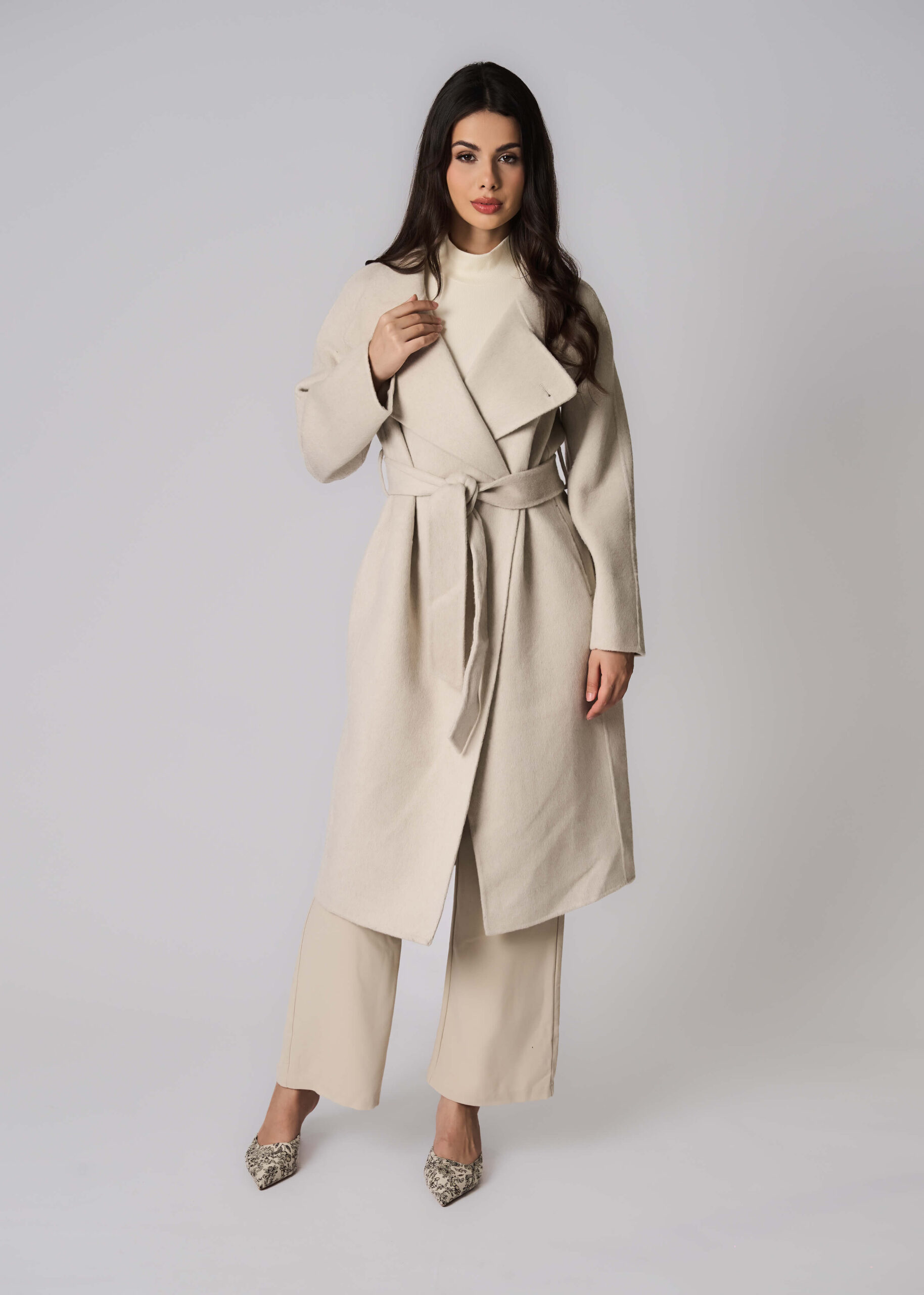 6225203009103-x Women Wool Broadcloth Plain Coat - Image 1