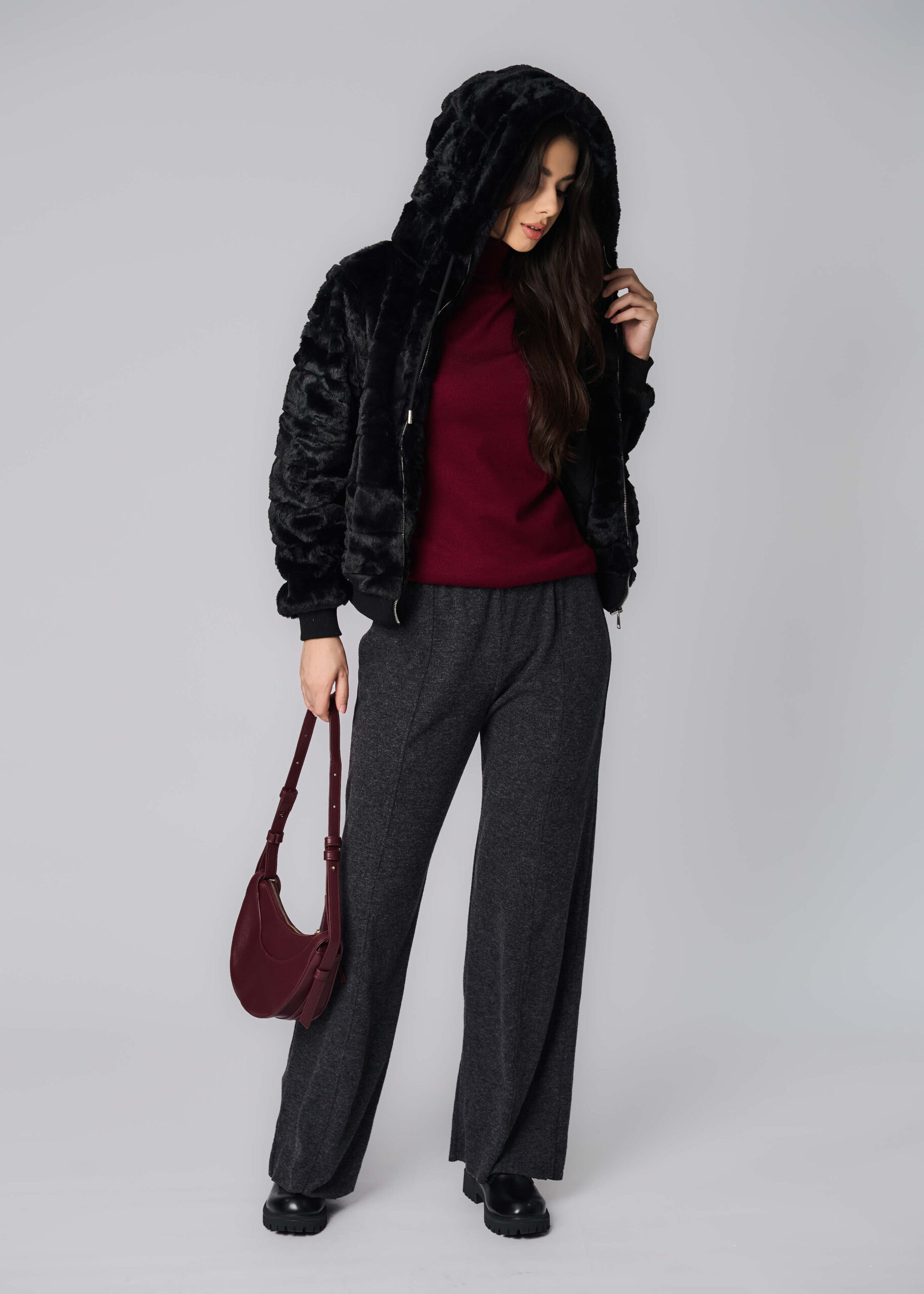 6225203009201-x Women Striped Fur Jacket - Image 1