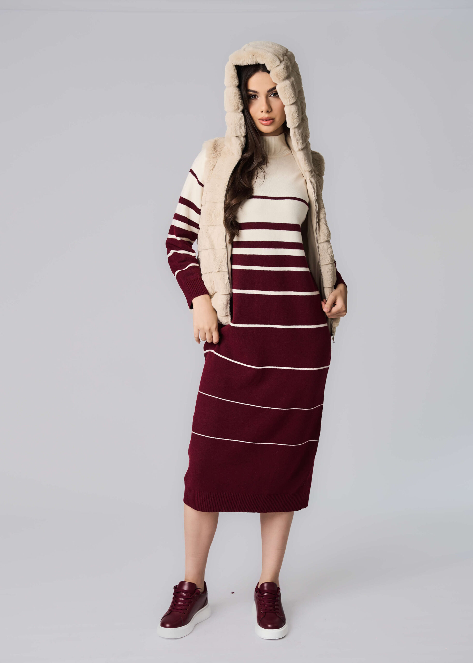 6225203009344-x فيست نسائي فرو مخطط - الصورة 1