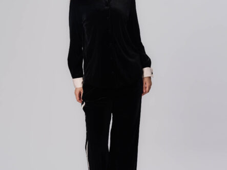 Women Velvet Plain Shirt