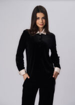 Women Velvet Plain Shirt - Image 2