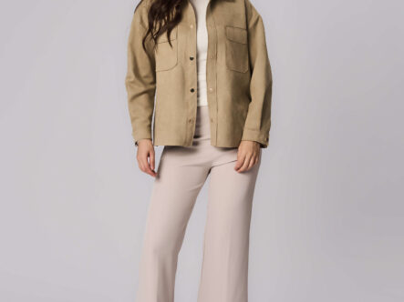 Women Suede Plain Shirt