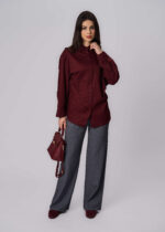 قميص نسائي بتصميم ثنيات جانبية