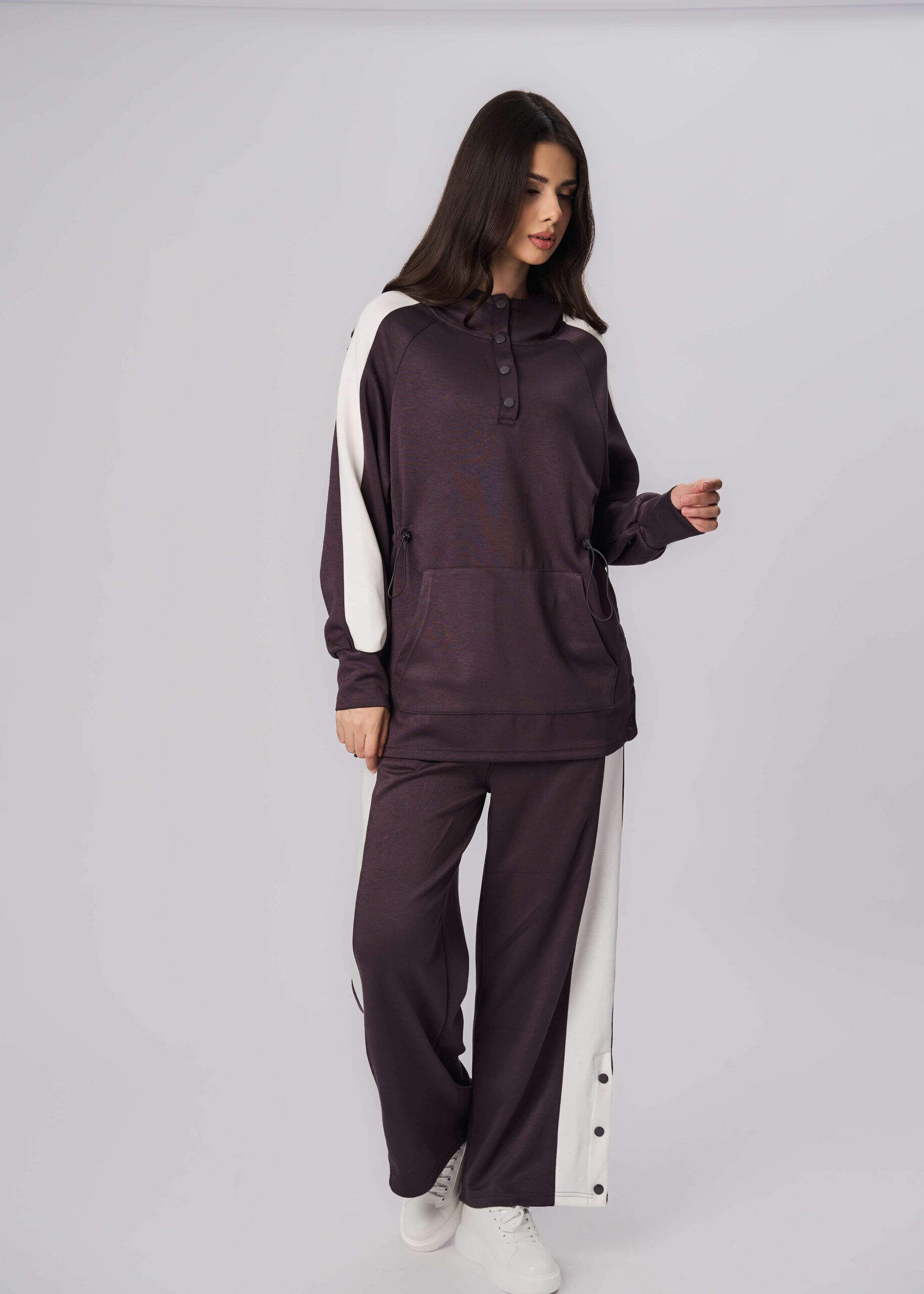 6225208010351-x Women Color-Block Scuba Fabric Trouser - Image 1