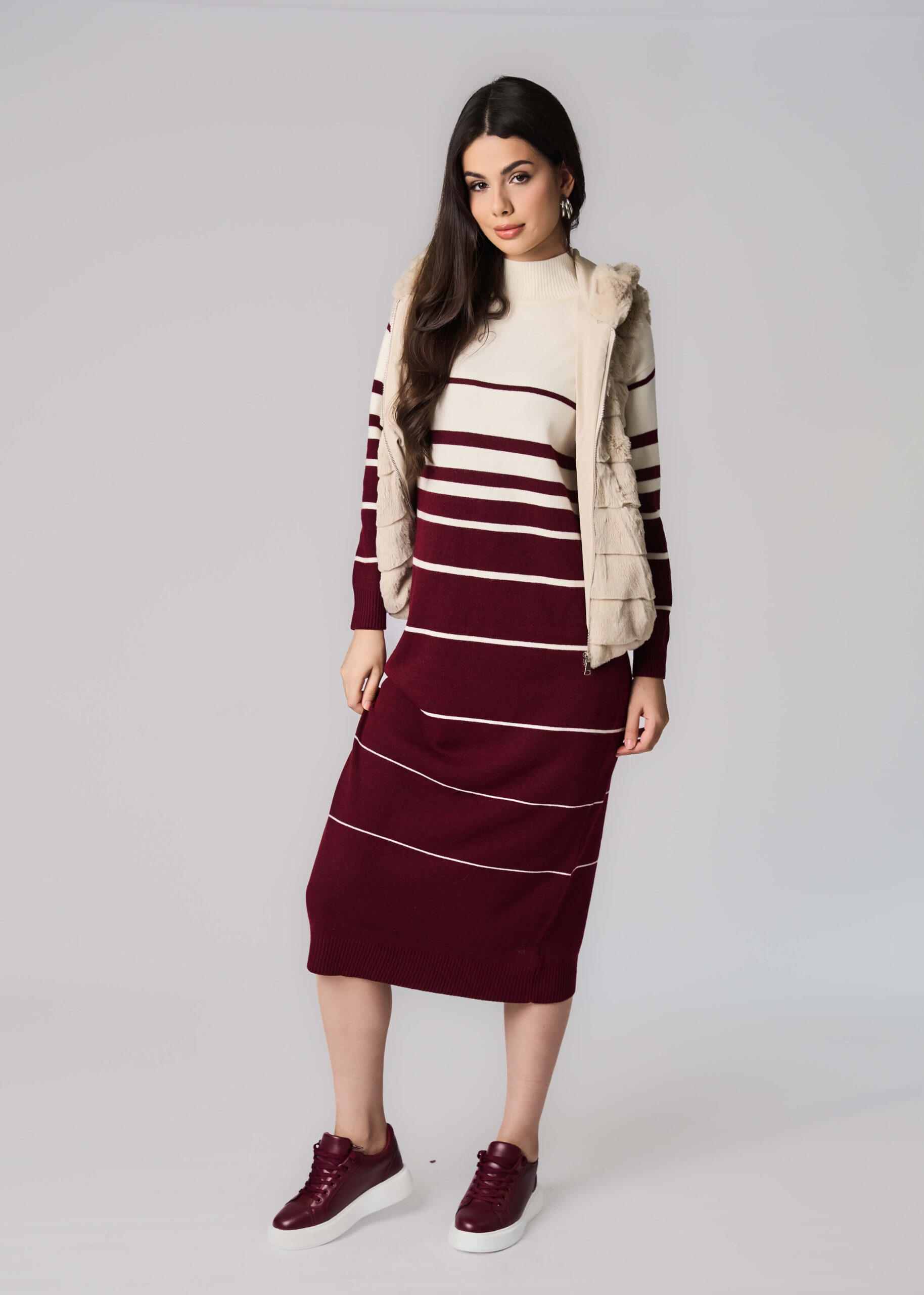 6225209029058-x Women Striped Long Dress - Image 1